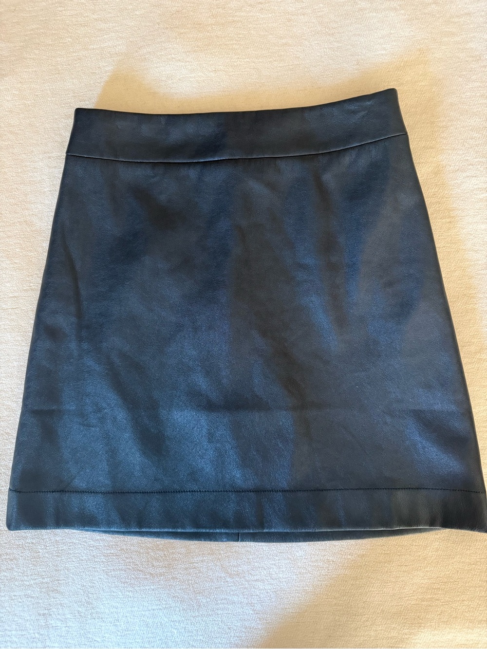 J Crew Classic Black Faux Leather A-Line Skirt